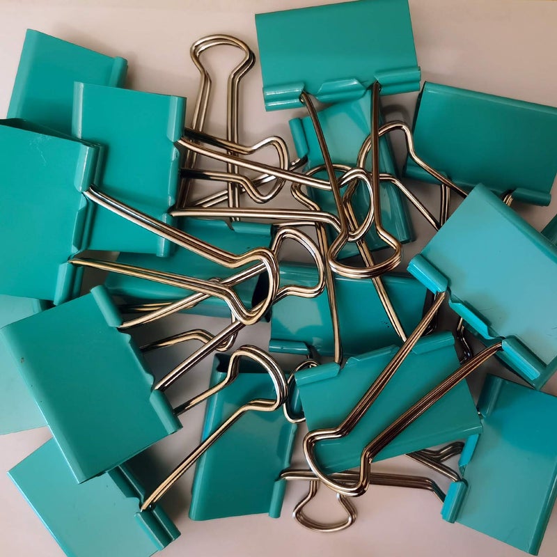 nctinystore Large Binder Clips Green Color (A bit Bluish) 2" / 2 inches / 50 mm a Little bit Scratch Jumbo (Huge) Paper Clips (6 PCS, Green) - Image 1